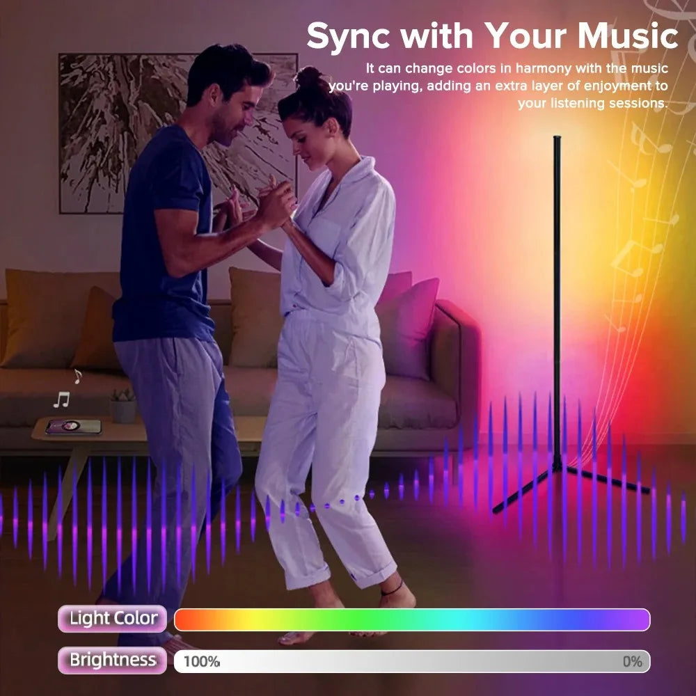 Smart RGB Dream Color Floor Lamp with Music Sync Modern 16 Million Color Changing Standing Mood Light with APP & Remote Control
