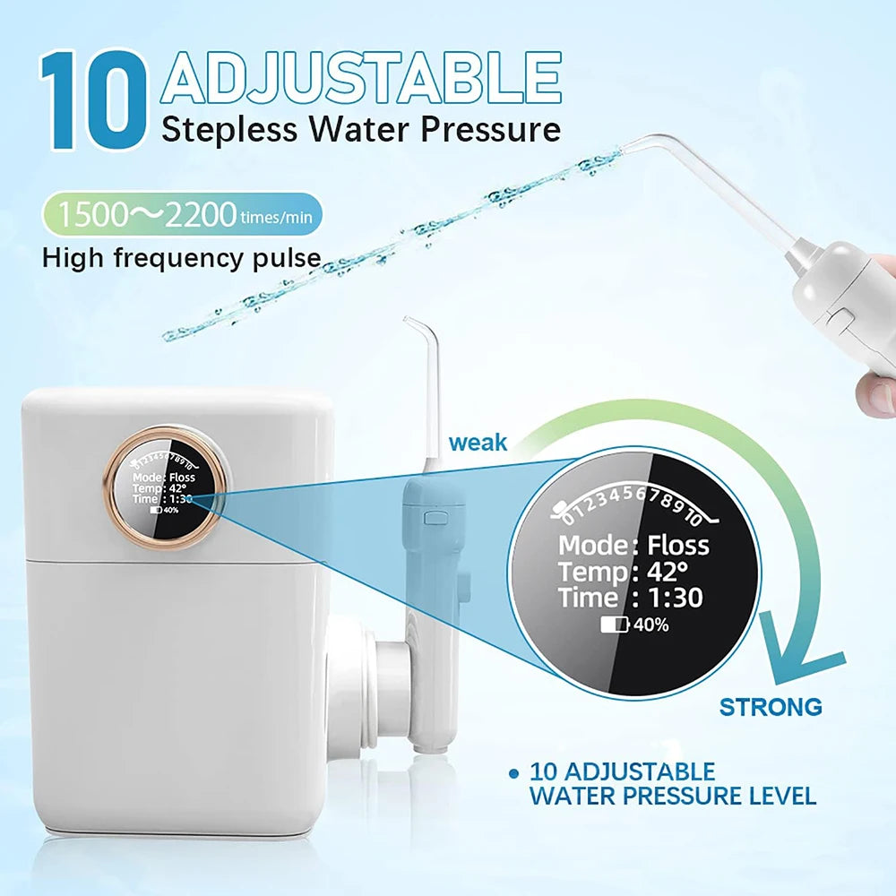 360° Rotatable Oral Irrigator Tabletop Water Flosser Rechargeable IPX5 Adjustable Pulse Water Pressure Teeth Cleaning Care Tool