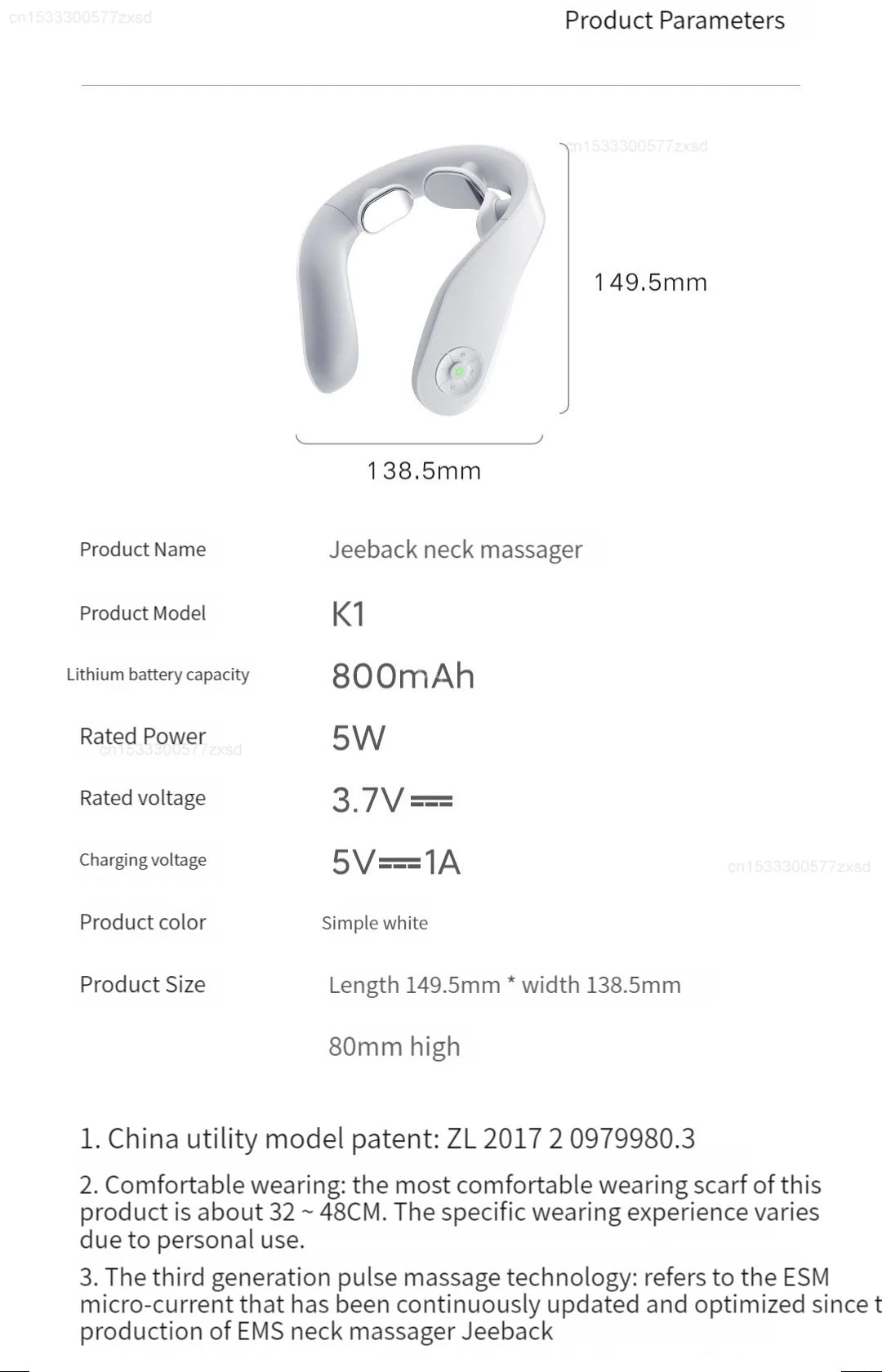 Xiaomi Jeeback K1 Electric Wireless Neck Massager Relieve Neck Pain Relax Massage Muscles Mitigation Fatigue Household Portable
