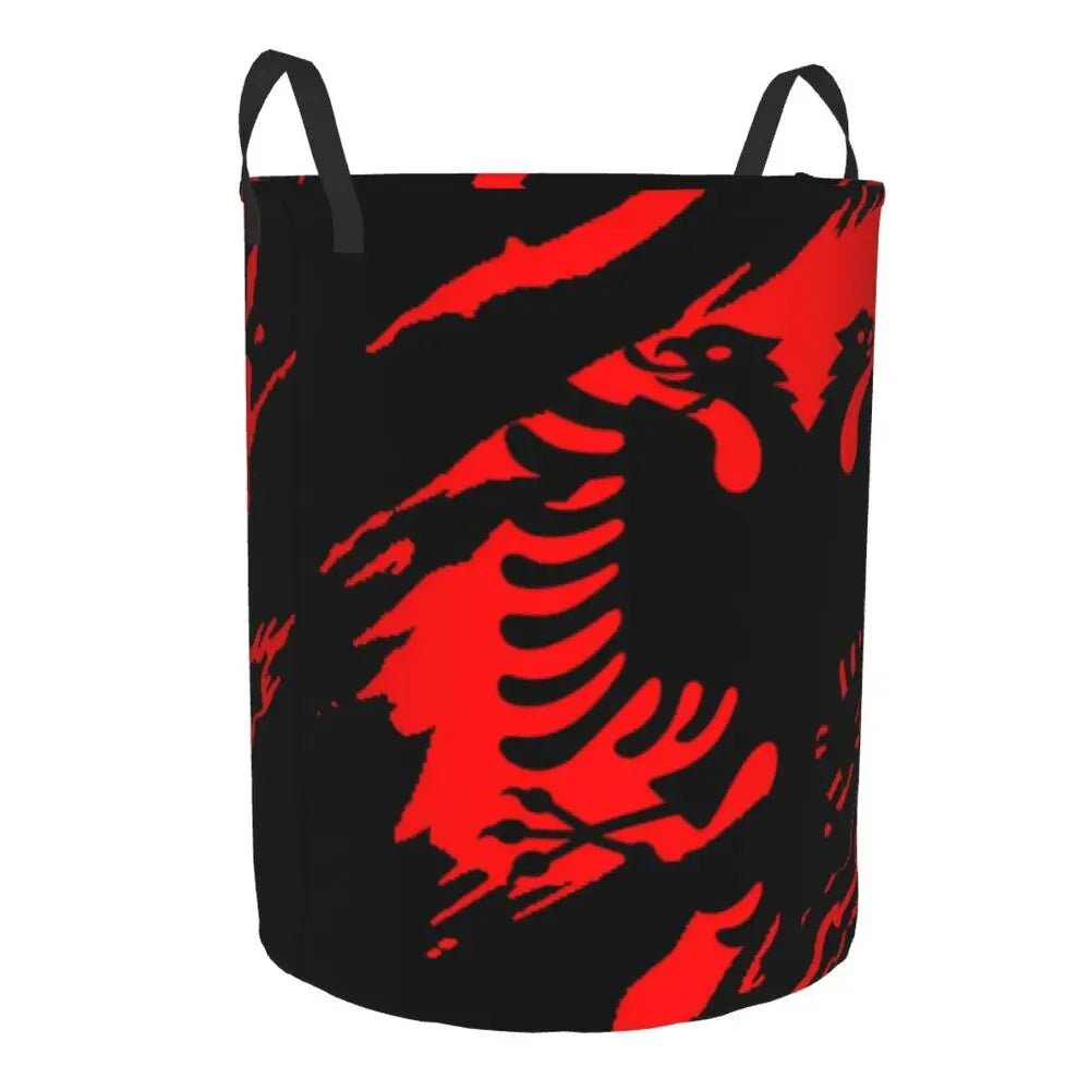 Albania Laundry Basket Foldable Albanian Pride Clothes Hamper for Baby Kids Toys Storage Bin