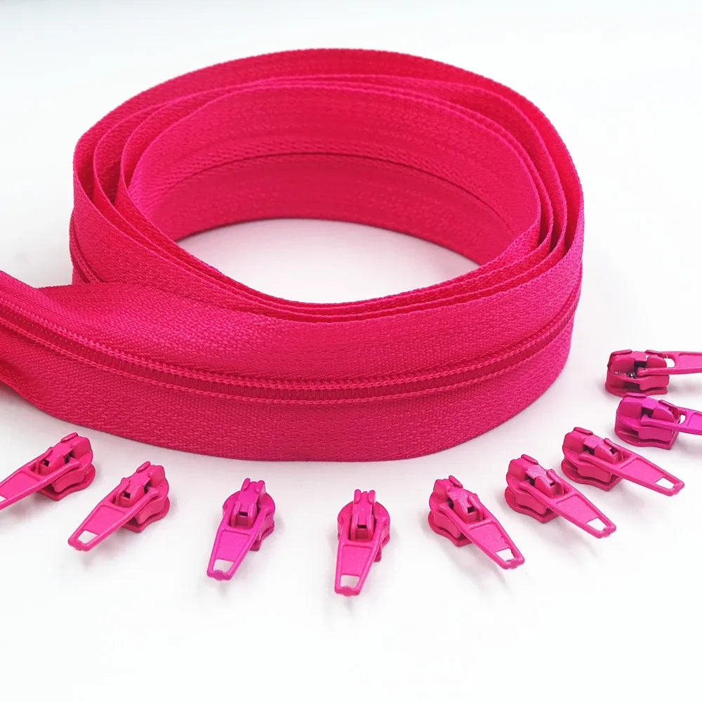 5 Meters long zipper 10 auto locking sliders 20 colors of 3# nylon zipper used for zipper clothing handbags
