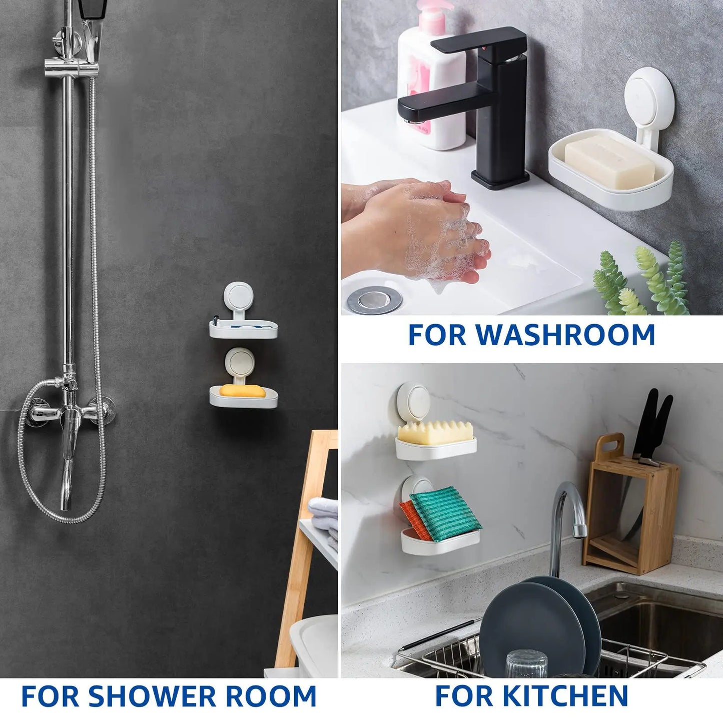 TAILI Soap Dish for Shower Waterproof Shower Soap Holder Heavy Duty Soap Dish No Drilling Soap Holder for Bathroom Kitchen Sink