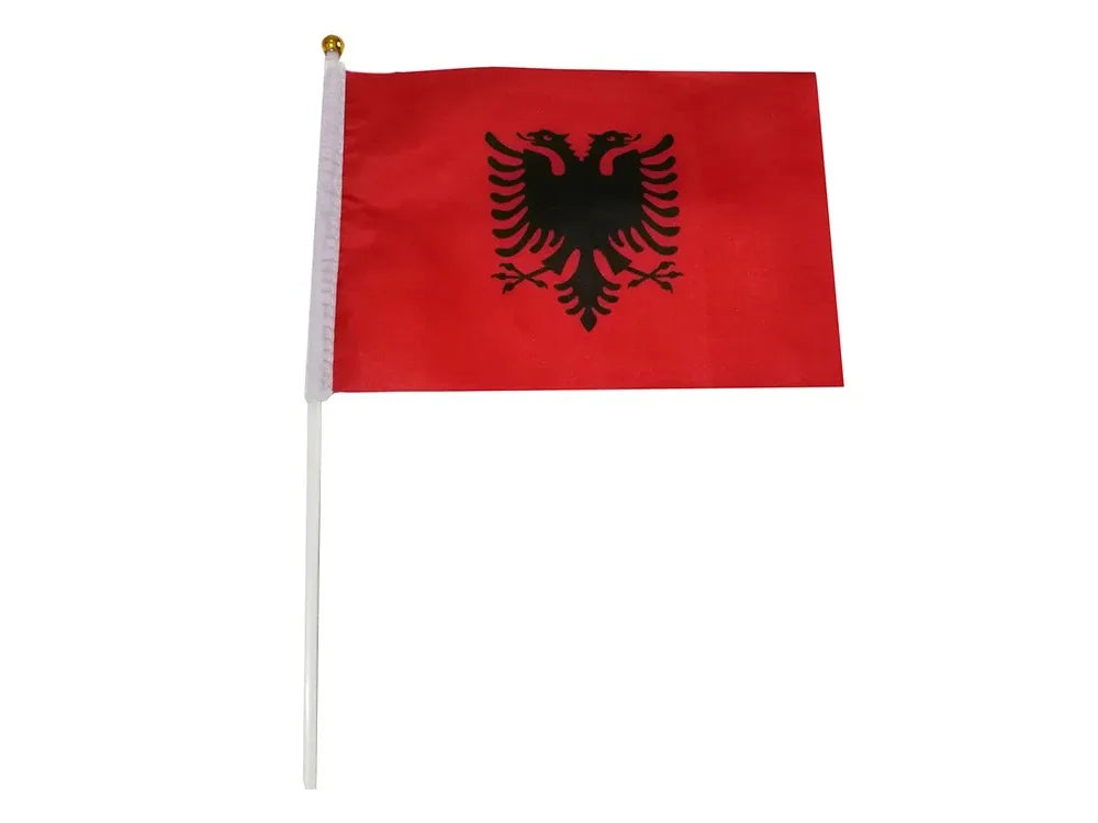 14*21cm Albania Hand Flag, Albanian National Handheld Waving Small Flag World European Countries Desk Decor