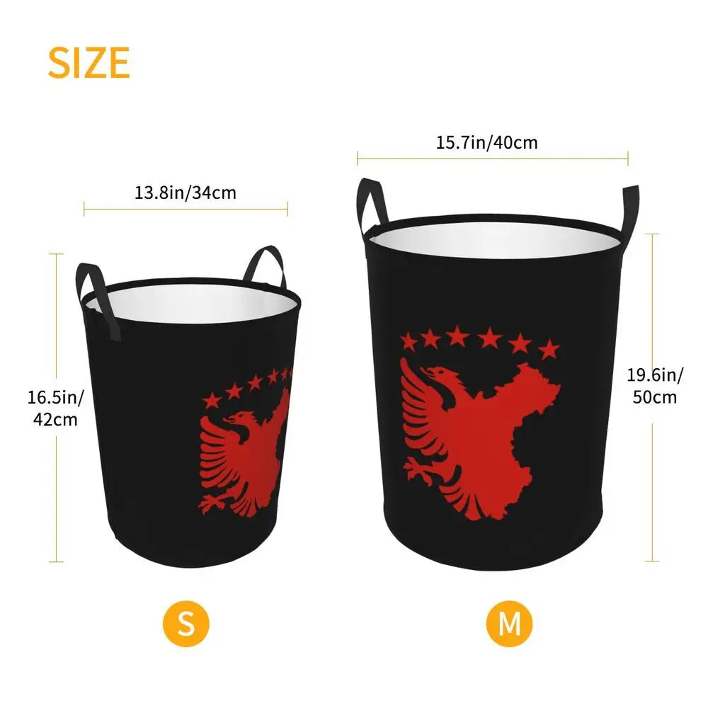Albania Laundry Basket Foldable Albanian Pride Clothes Hamper for Baby Kids Toys Storage Bin