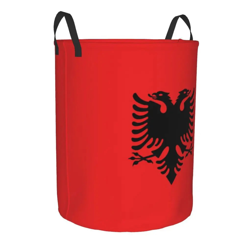 Albania Laundry Basket Foldable Albanian Pride Clothes Hamper for Baby Kids Toys Storage Bin