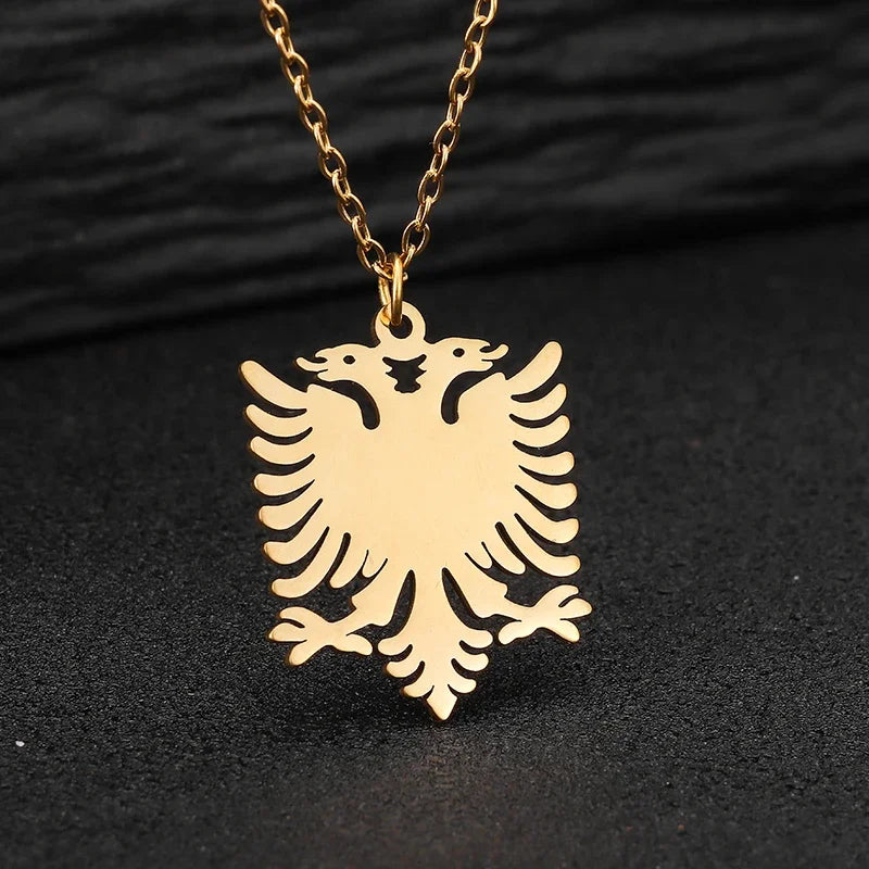 Stainless Steel Necklaces Albania Eagle Pendant Coat of Arms Double Headed Eagle Choker Male Chain Necklace For Women Jewelry