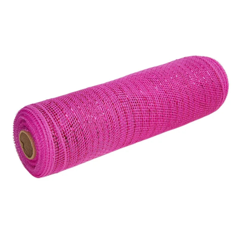 26cm 10yards Deco Poly Mesh Ribbon 10 Inch Wide Metallic Ribbon For Christmas Decoration Valentine's Day Diy Wrapping Ribbons