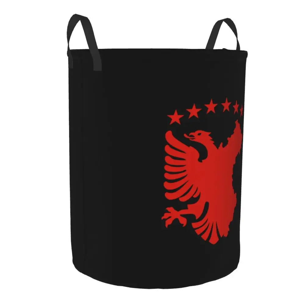 Albania Laundry Basket Foldable Albanian Pride Clothes Hamper for Baby Kids Toys Storage Bin