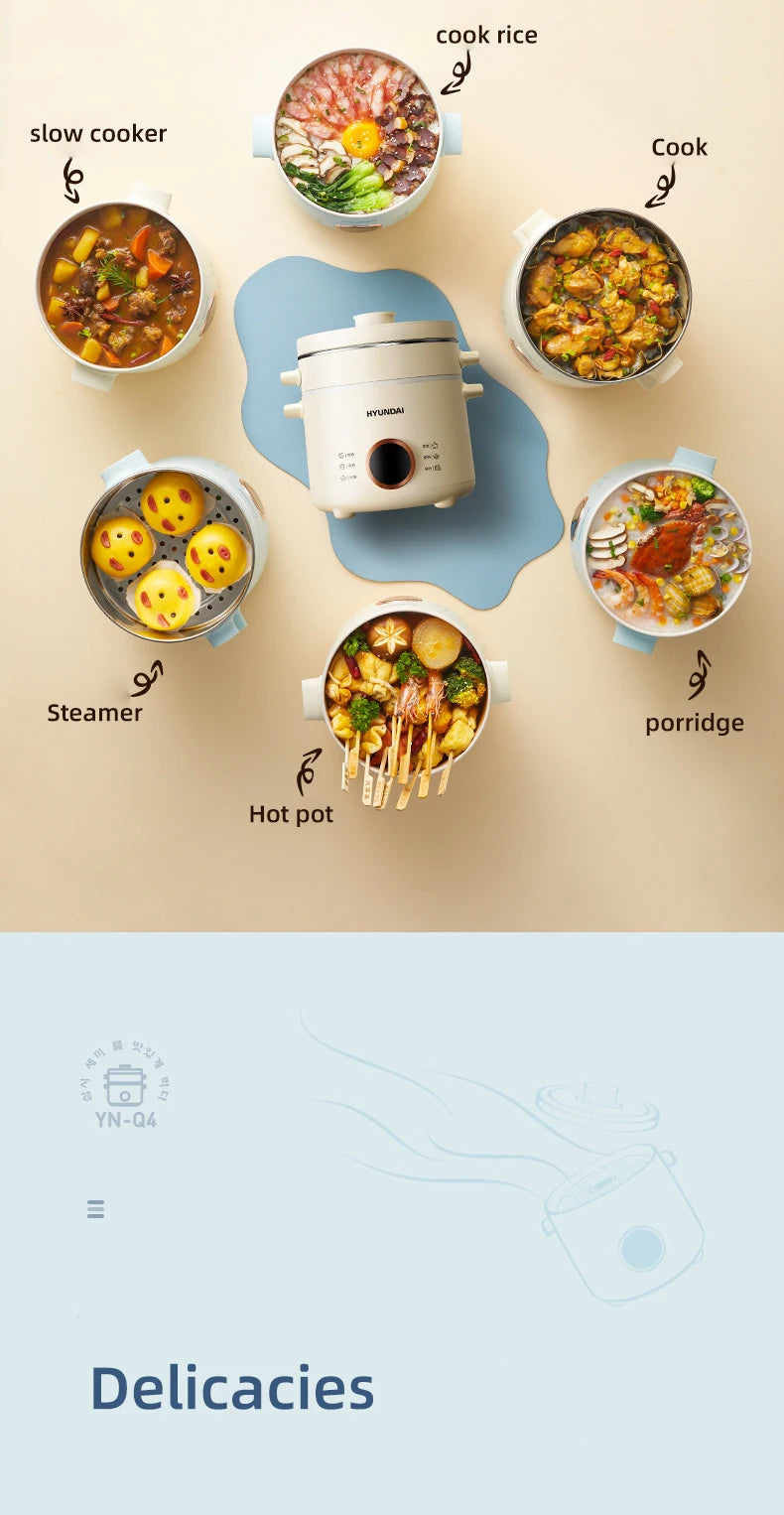 2L Electric Rice Cooker Cooking Pot Mini Multicooker Lunch Box Rice Cookers Hotpot Non-stick Electric Skillet Food Steamer 220V