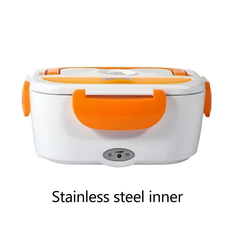Portable Electric Heating Stainless Steel Heated Lunch Box Home Car Dual Use Rice Box Portable Electric Heating Stainless Steel
