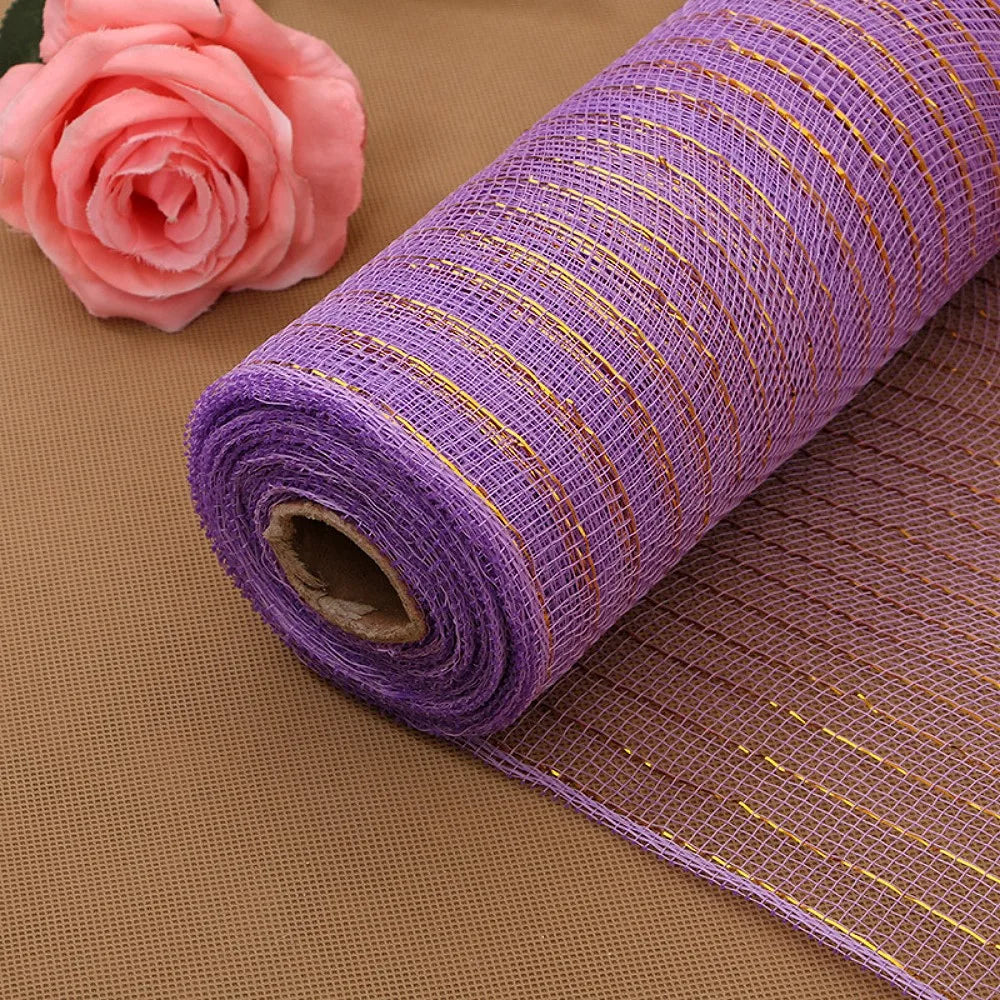 26cm 10yards Deco Poly Mesh Ribbon 10 Inch Wide Metallic Ribbon For Christmas Decoration Valentine's Day Diy Wrapping Ribbons