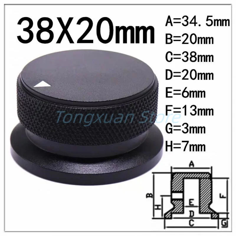 1pc38x20mm Aluminium Alloy Sandblasting Potentiometer Switch Caps Oven Electric Appliance Audio Amplifier Adjusting Knobs