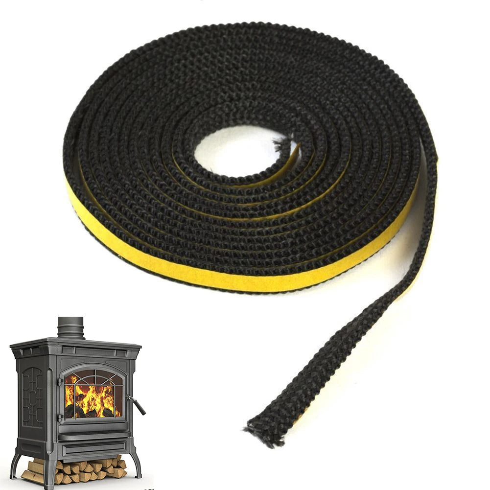4M Fireplace Flat Stoves Rope Fiberglass Fireplace Door Sealing Cord Replacement Gasket Tape Sealing Rope Replacement