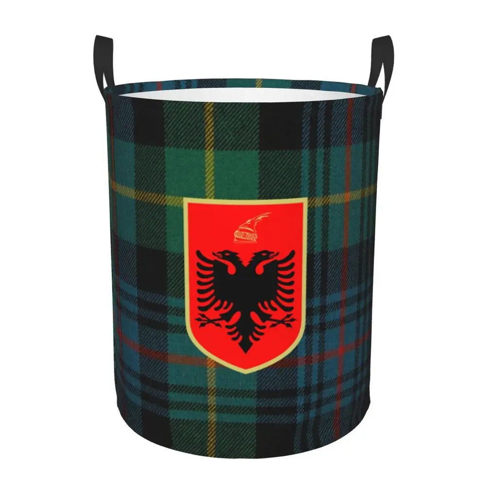 Albania Laundry Basket Foldable Albanian Pride Clothes Hamper for Baby Kids Toys Storage Bin
