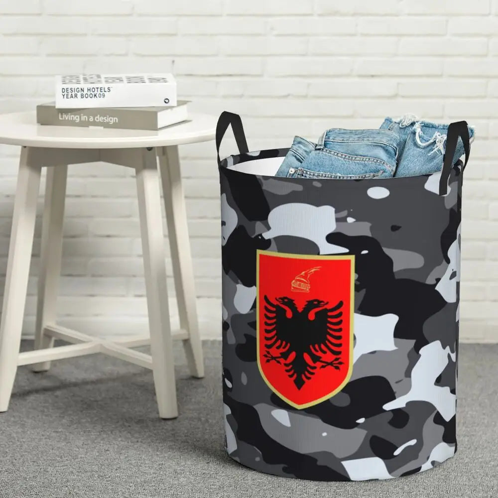 Albania Laundry Basket Foldable Albanian Pride Clothes Hamper for Baby Kids Toys Storage Bin