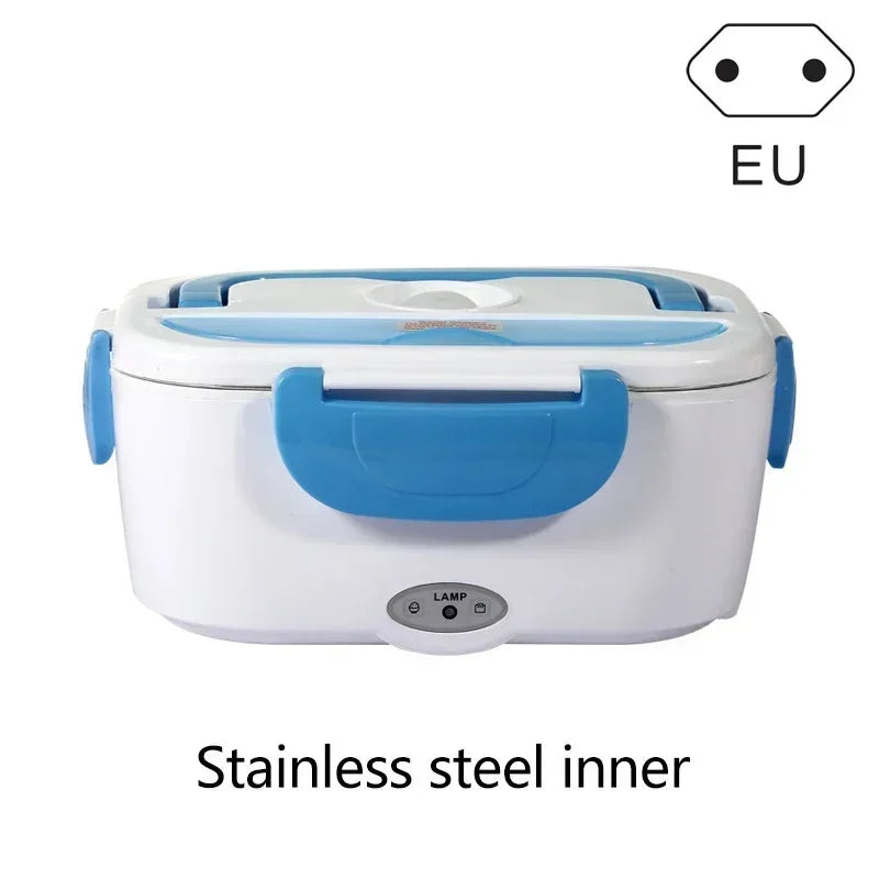 Portable Electric Heating Stainless Steel Heated Lunch Box Home Car Dual Use Rice Box Portable Electric Heating Stainless Steel