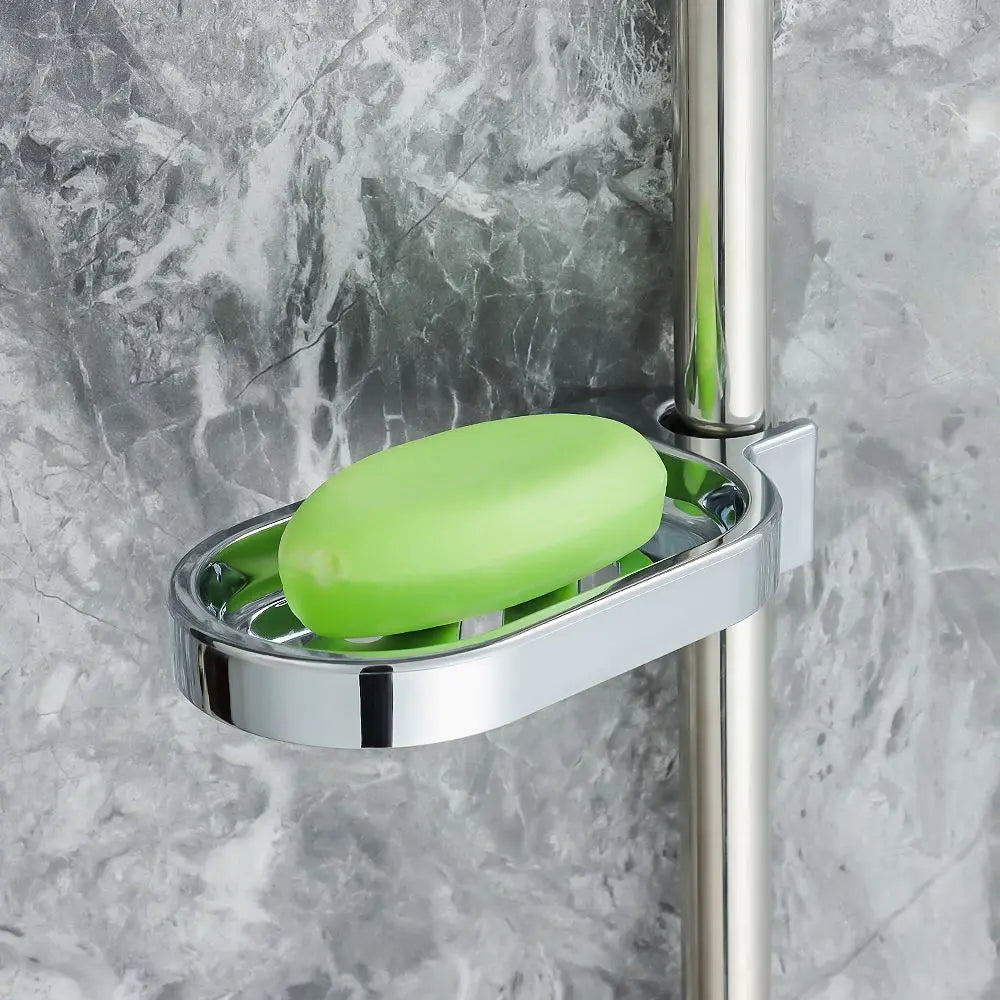 Adjustable Rail Slide Soap Holder for 22 24 25 Mm Dia Rod ABS Silver Bathroom Shower Soap Dish Home Bathroom Accessories