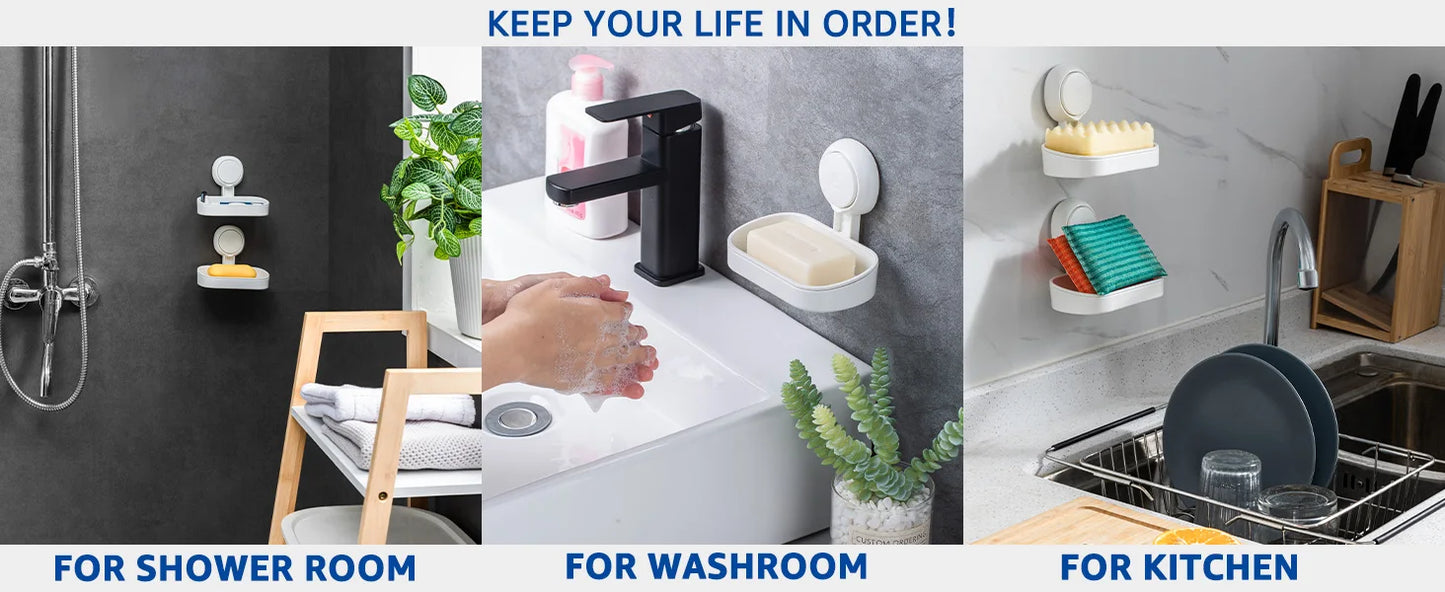 TAILI Soap Dish for Shower Waterproof Shower Soap Holder Heavy Duty Soap Dish No Drilling Soap Holder for Bathroom Kitchen Sink