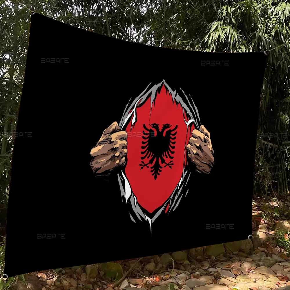 Albania Albanians National Flag Creative Pattern Hanging Flag Polyester Printed Banner Hand Pulled Flag