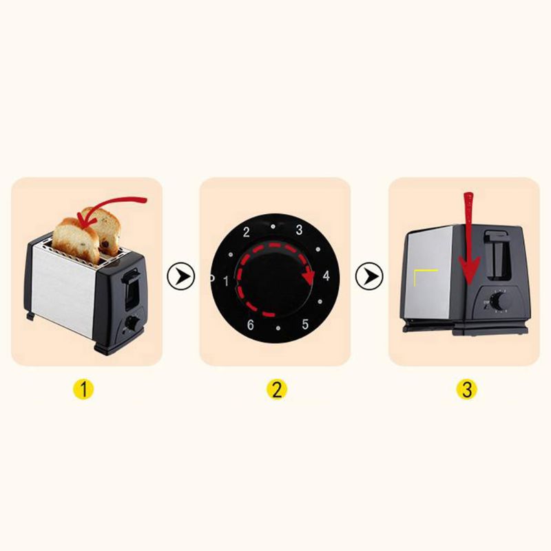Bread Toaster With Removable Crumb Tray Toasters Cooking Appliances Home 6 Modes 2 Slices Mini Auto Breakfast Drop Shipping