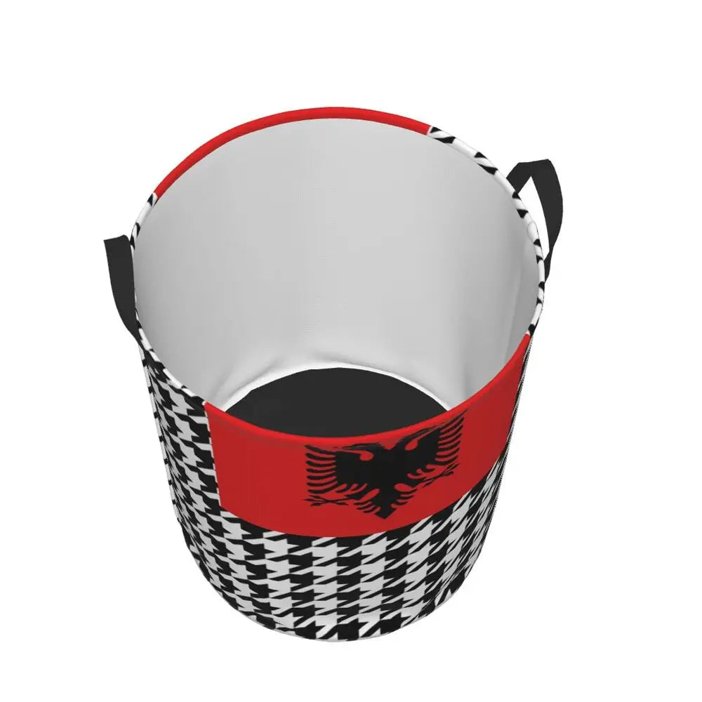 Albania Laundry Basket Foldable Albanian Pride Clothes Hamper for Baby Kids Toys Storage Bin