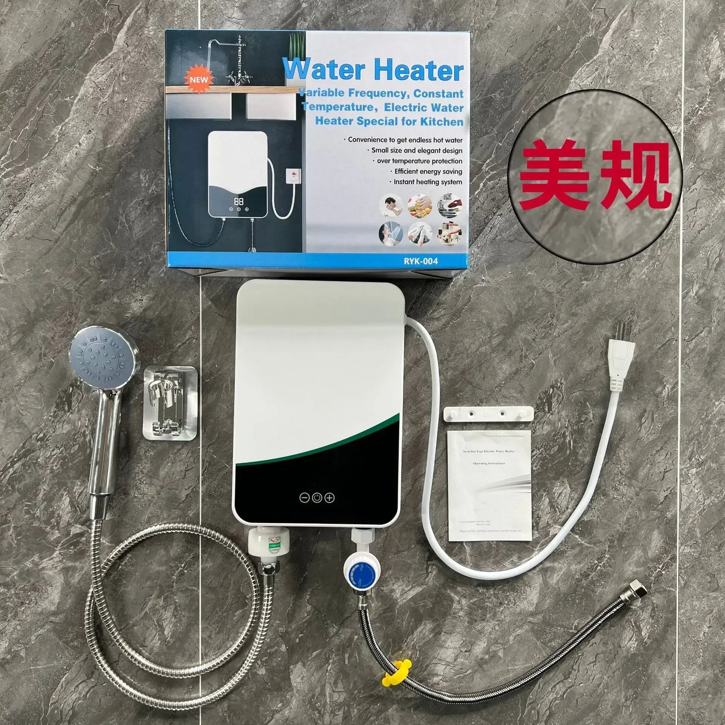 Tankless Mini Hot Water Heater Thermostatic Washing Heating System with Digital Display for Home Kitchen Bathroom