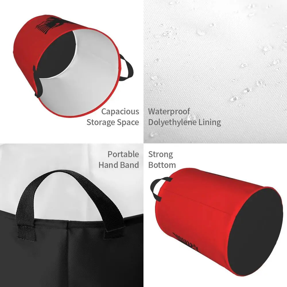 Albania Laundry Basket Foldable Albanian Pride Clothes Hamper for Baby Kids Toys Storage Bin
