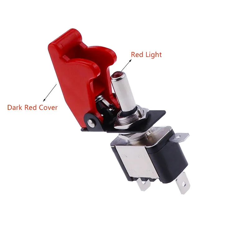 Auto Car Boat Truck Illuminated Led Toggle Switch With Safety Aircraft Flip Up Cover Guard Red Blue Green Yellow White 12V20A
