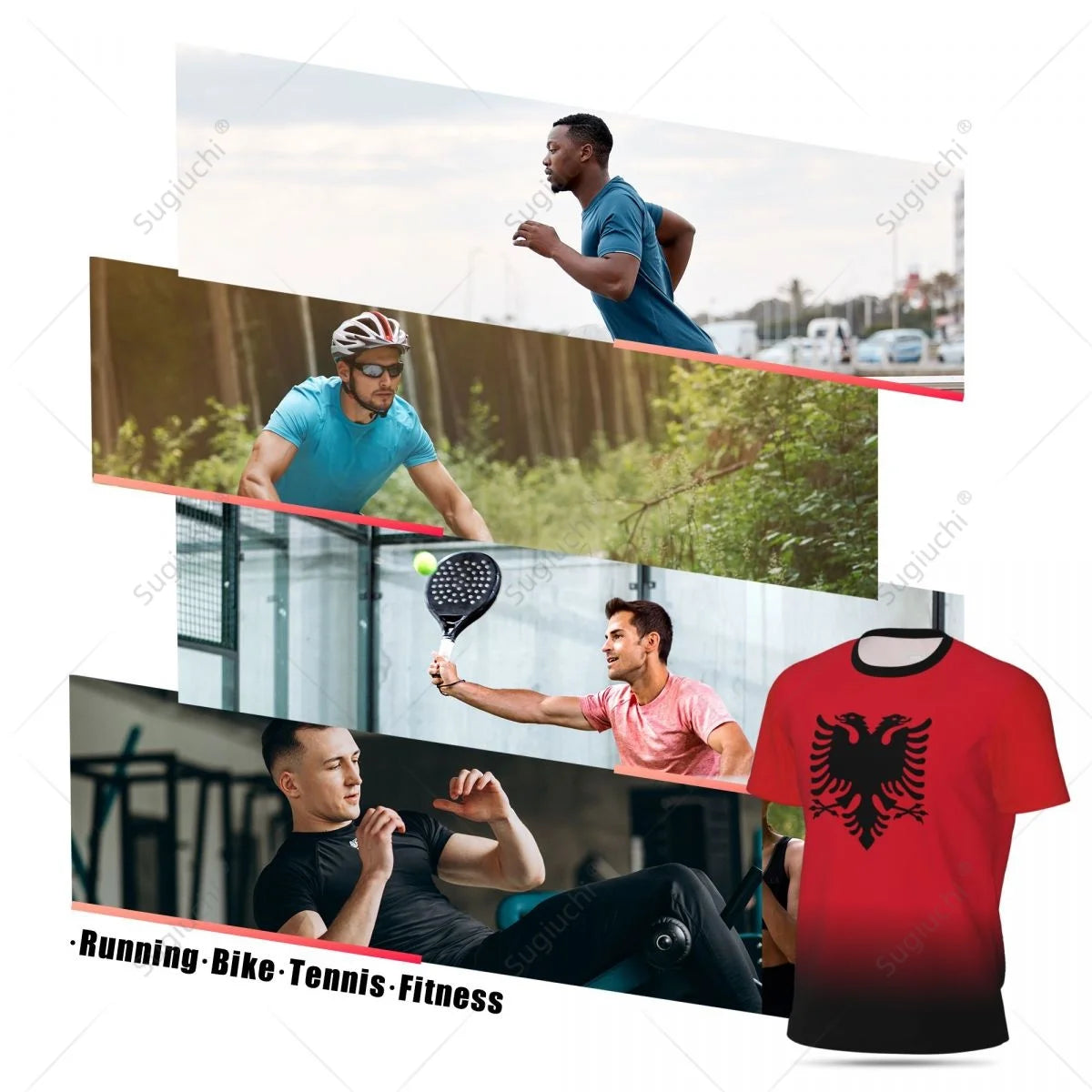 Sports Mesh T-shirt Albania Flag For Running Bike Soccer Tennis Football Fitness Tees 3D Printed Custom
