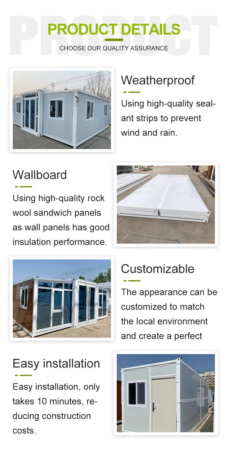 Prefabricated Tiny Container Home 40x20ft, Mobile Expandable Plastic Prefab House for Hotel Booth Office Guard House Shop