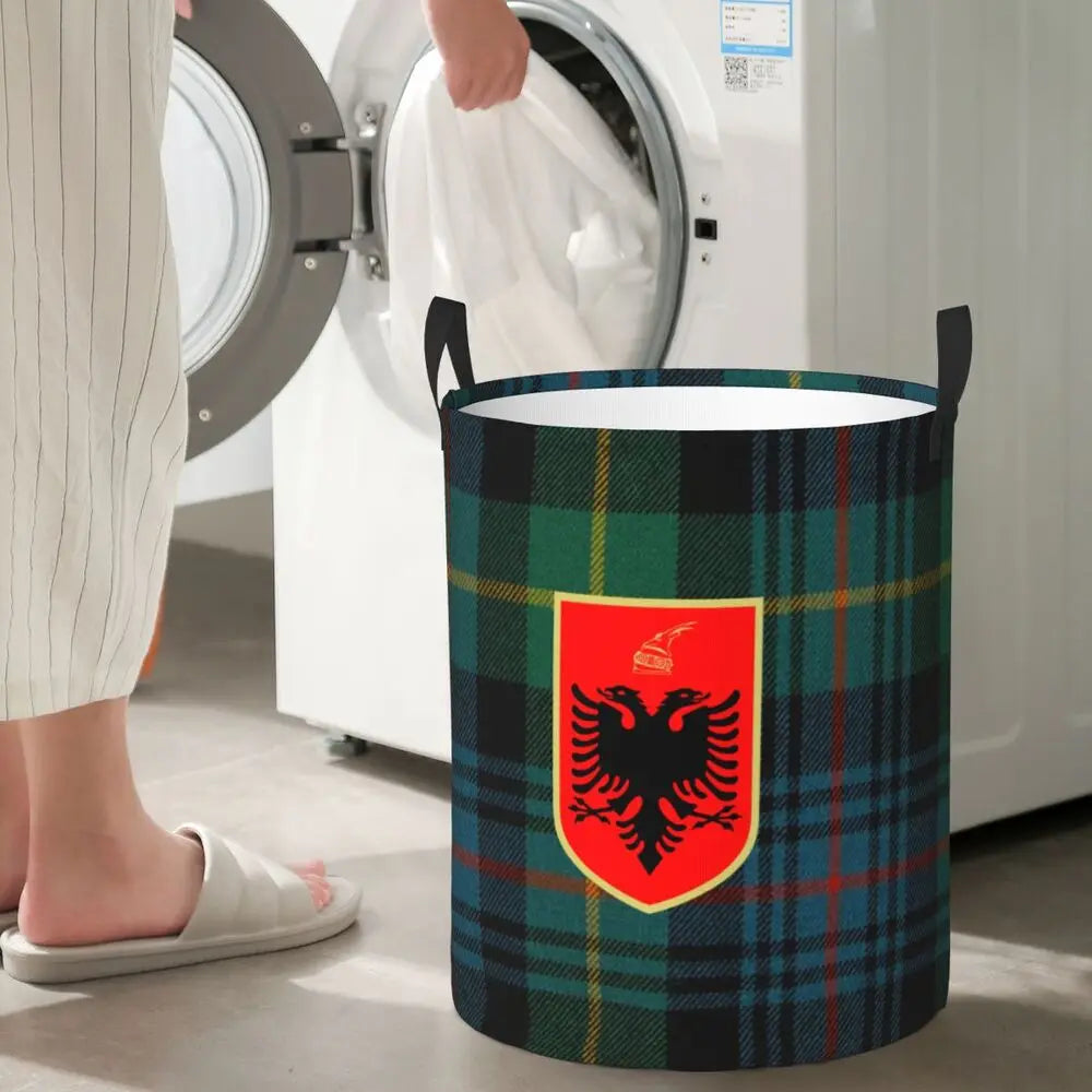 Albania Laundry Basket Foldable Albanian Pride Clothes Hamper for Baby Kids Toys Storage Bin
