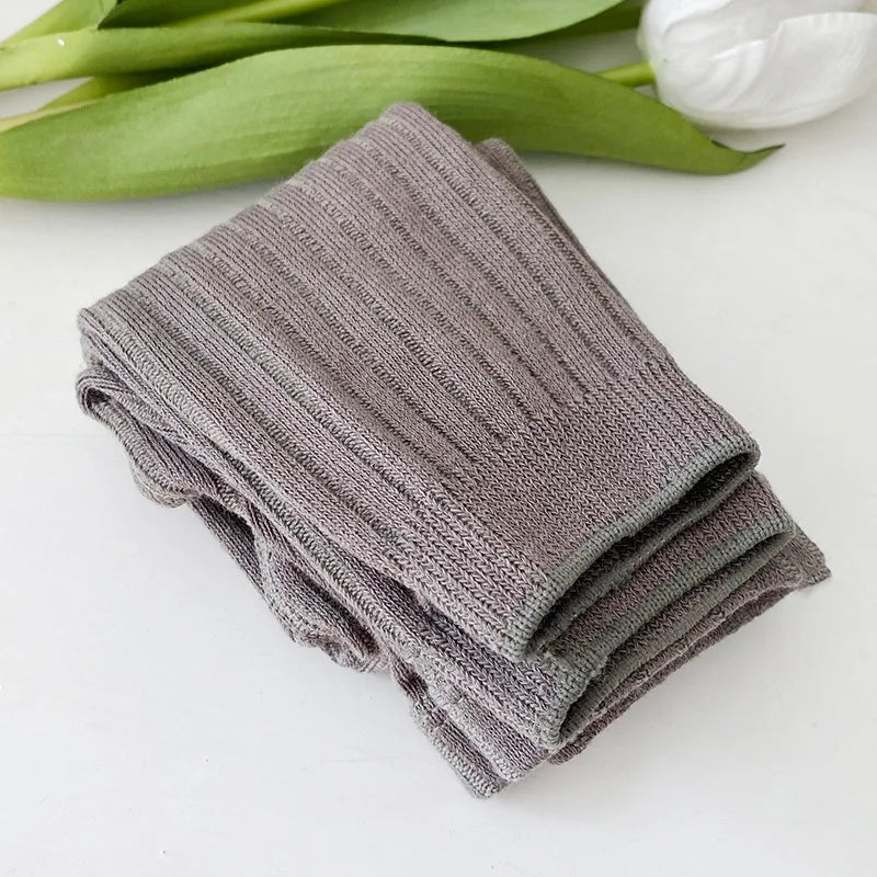 Spring Autumn Baby Children Leggings Soild Color Cotton Ribbed Pants Kids Stretch Knitting Trousers Girls Versatile Cropped Pant