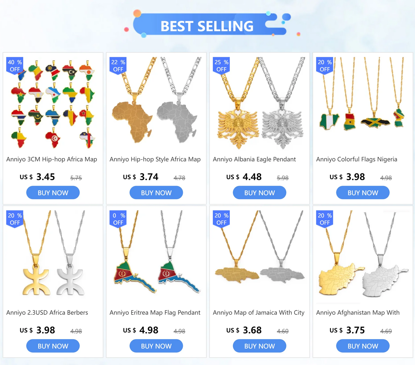Anniyo Albania Map With Cities Pendant Necklaces Gold Color/Silver Color Albanian Jewelry #214221