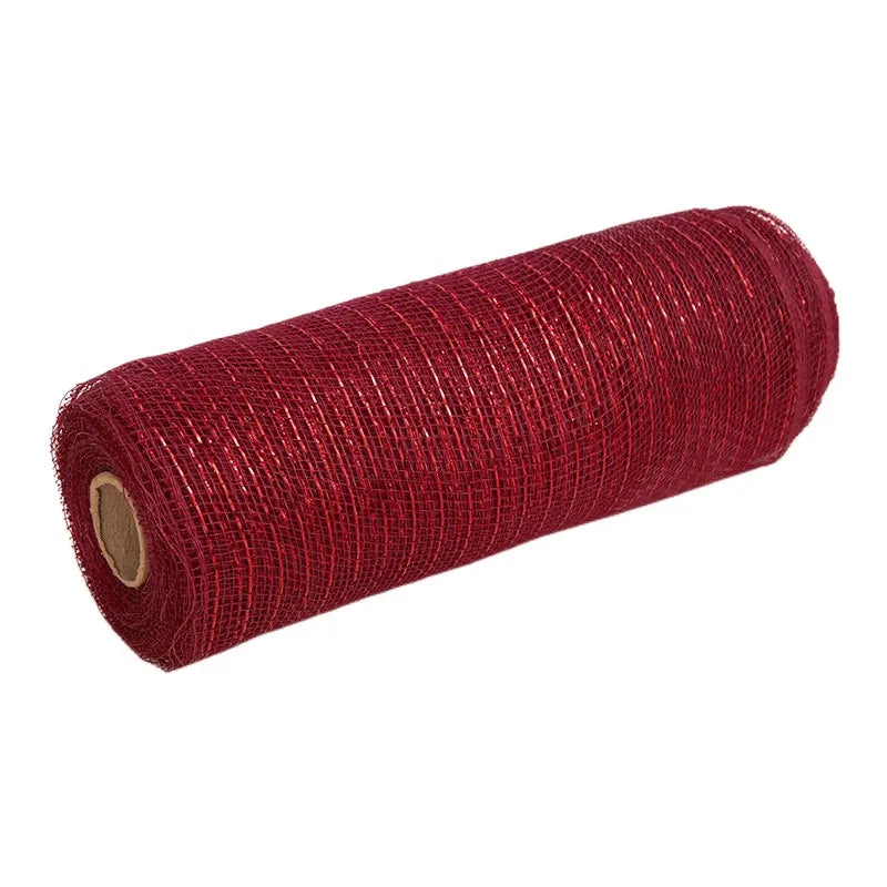 26cm 10yards Deco Poly Mesh Ribbon 10 Inch Wide Metallic Ribbon For Christmas Decoration Valentine's Day Diy Wrapping Ribbons