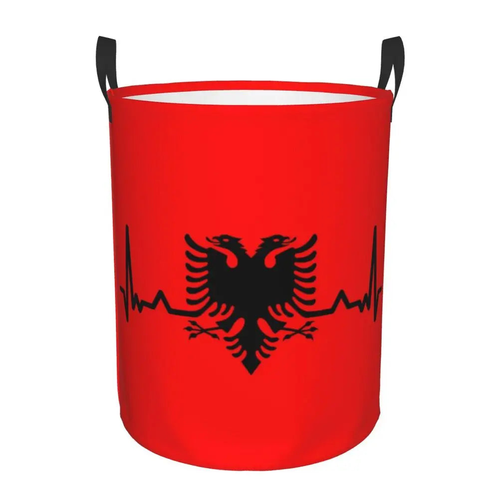 Albania Laundry Basket Foldable Albanian Pride Clothes Hamper for Baby Kids Toys Storage Bin