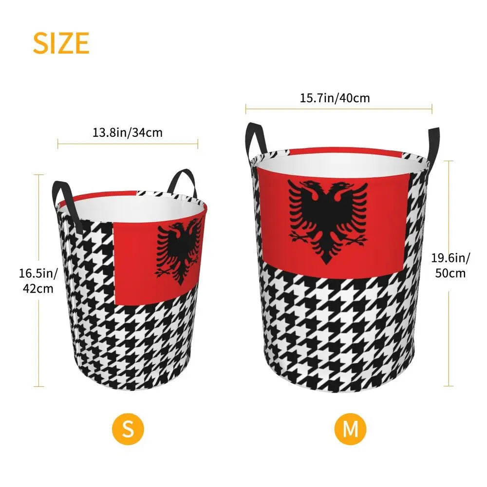 Albania Laundry Basket Foldable Albanian Pride Clothes Hamper for Baby Kids Toys Storage Bin