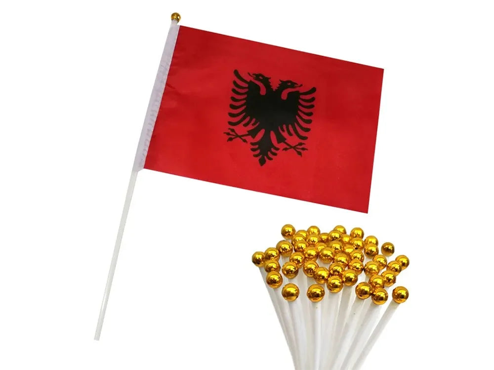 14*21cm Albania Hand Flag, Albanian National Handheld Waving Small Flag World European Countries Desk Decor