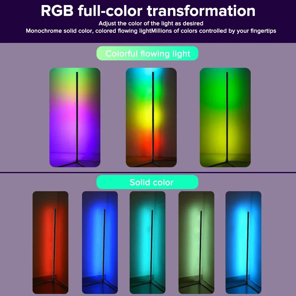 Smart RGB Dream Color Floor Lamp with Music Sync Modern 16 Million Color Changing Standing Mood Light with APP & Remote Control
