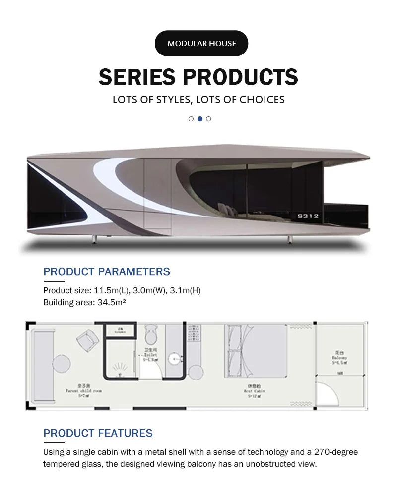 All-in-one Whole House Intelligent Science Fiction House Modular Home Space Capsule Alloy Capsule Hotel Camping Star Capsule
