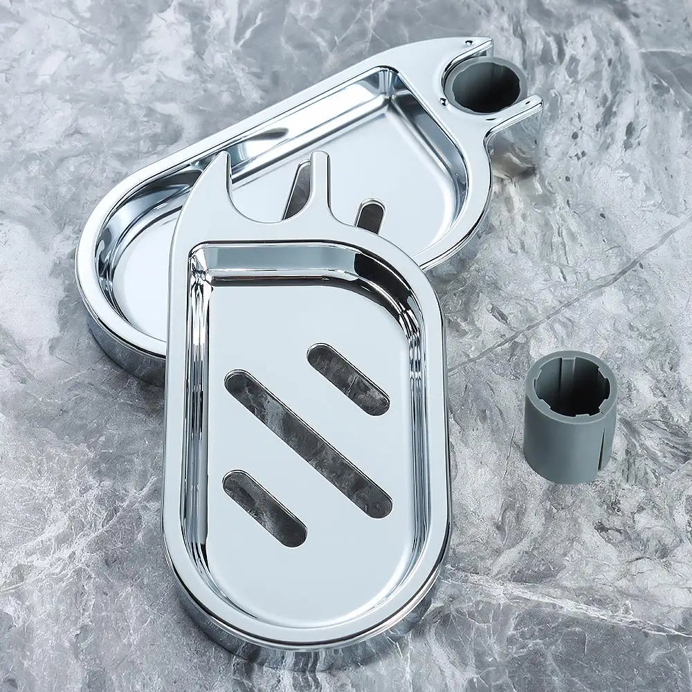 Adjustable Rail Slide Soap Holder for 22 24 25 Mm Dia Rod ABS Silver Bathroom Shower Soap Dish Home Bathroom Accessories