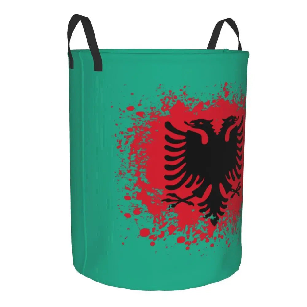 Albania Laundry Basket Foldable Albanian Pride Clothes Hamper for Baby Kids Toys Storage Bin