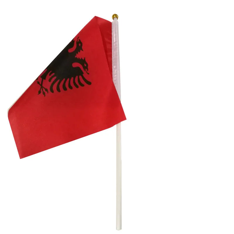 10 Pcs/lot Albania Hand Waving Flags 14x21cm Albania Flag Wholesale