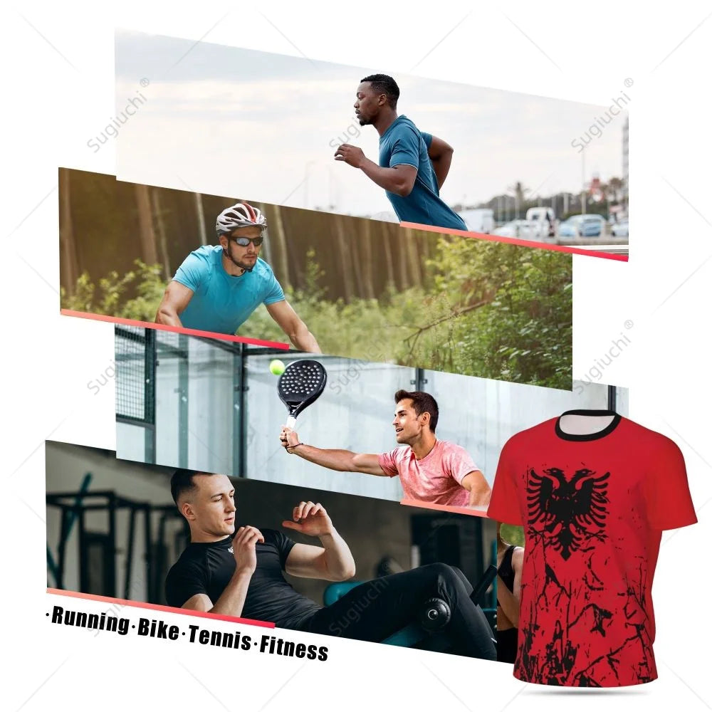 Sports Mesh T-shirt Albania Flag For Running Bike Soccer Tennis Football Fitness Tees 3D Printed Custom