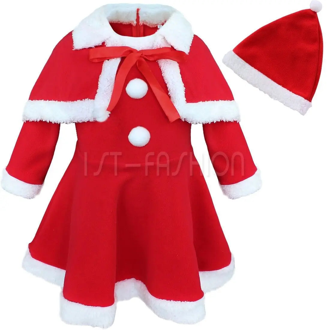 Christmas Dress for Little Girls Santa Claus Cosplay Toddler Kids Fancy Xmas Costume with Hat Child New Year Clothing Set Frocks