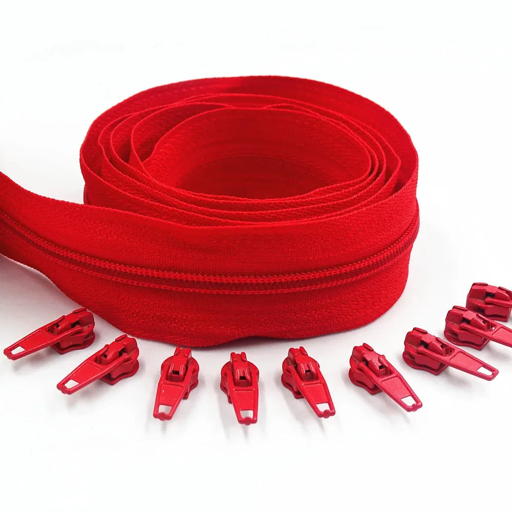 5 Meters long zipper 10 auto locking sliders 20 colors of 3# nylon zipper used for zipper clothing handbags