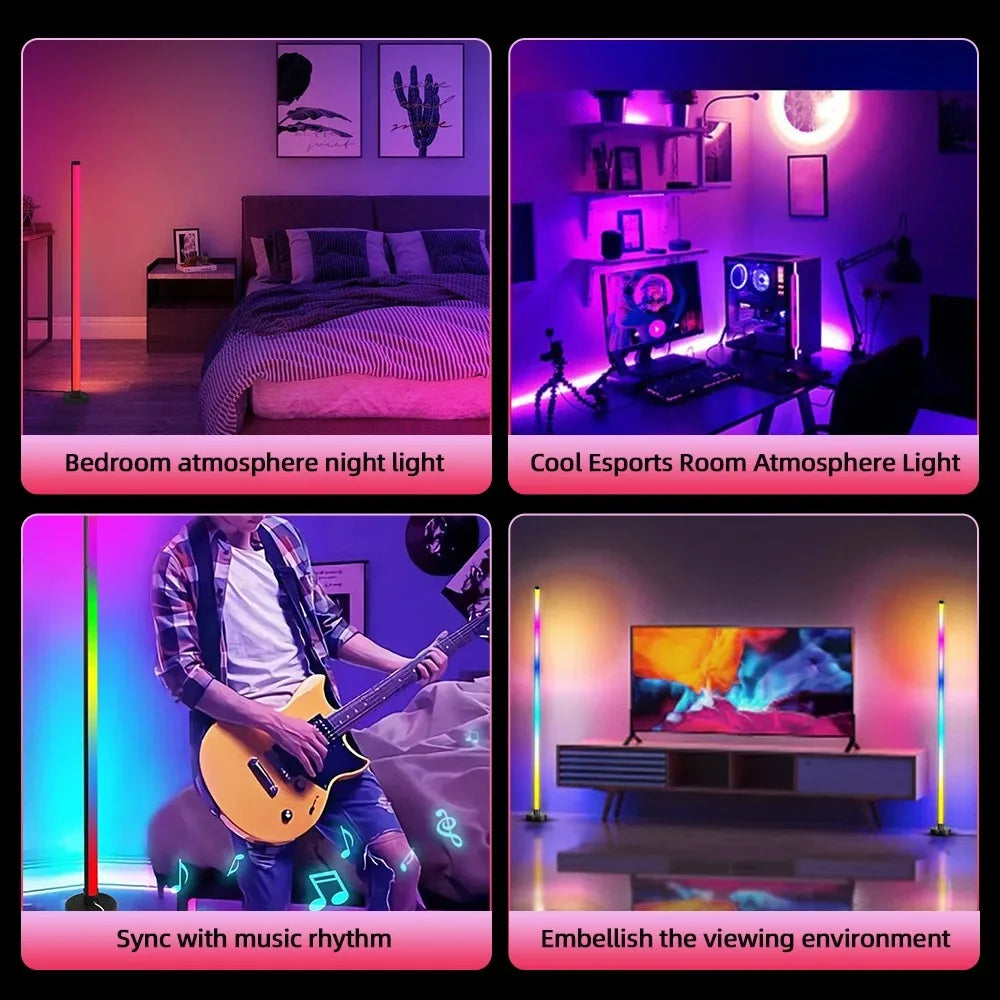 Smart RGB Dream Color Floor Lamp with Music Sync Modern 16 Million Color Changing Standing Mood Light with APP & Remote Control