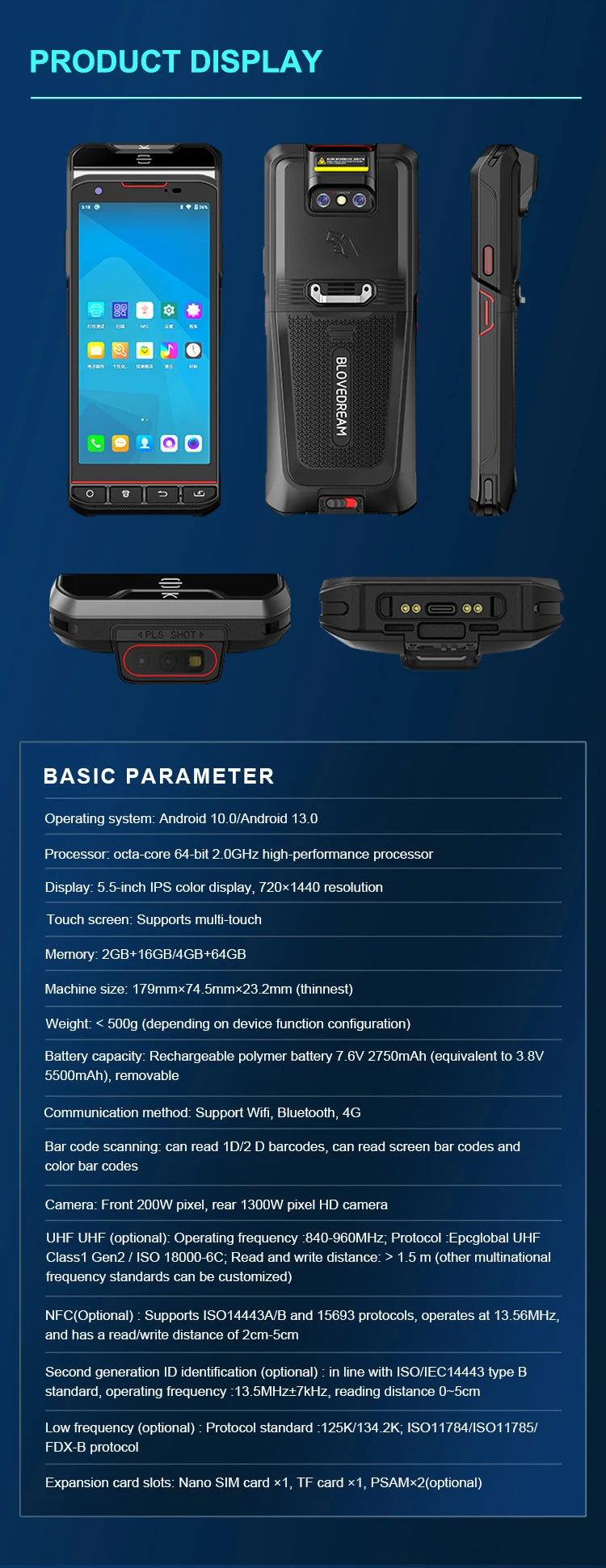 X501 Handheld PDA Goods Entry And Exit Equipment, Logistics Scanning Gun, Android Industrial Mobile Phone