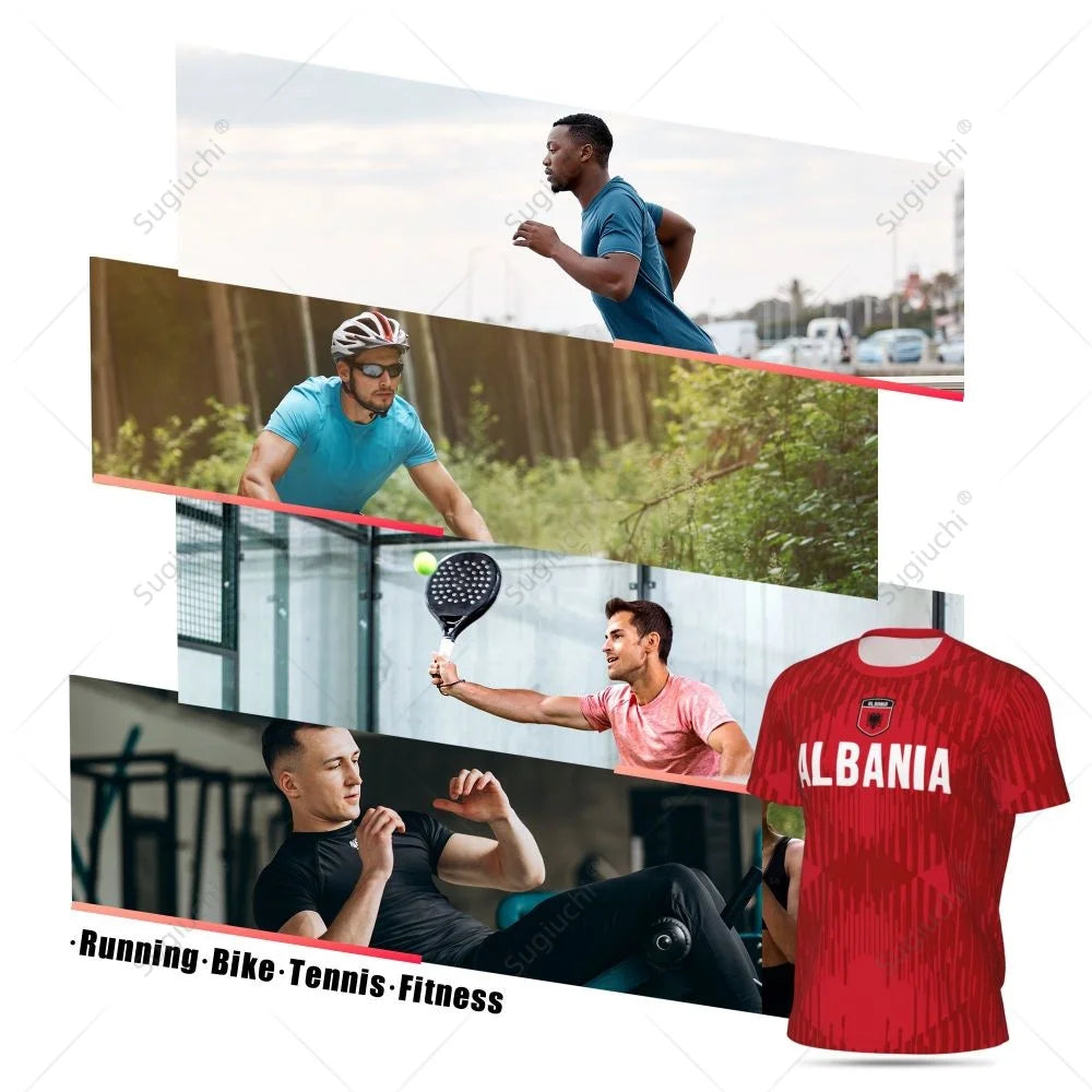Sports Mesh T-shirt Albania Flag For Running Bike Soccer Tennis Football Fitness Tees 3D Printed Custom