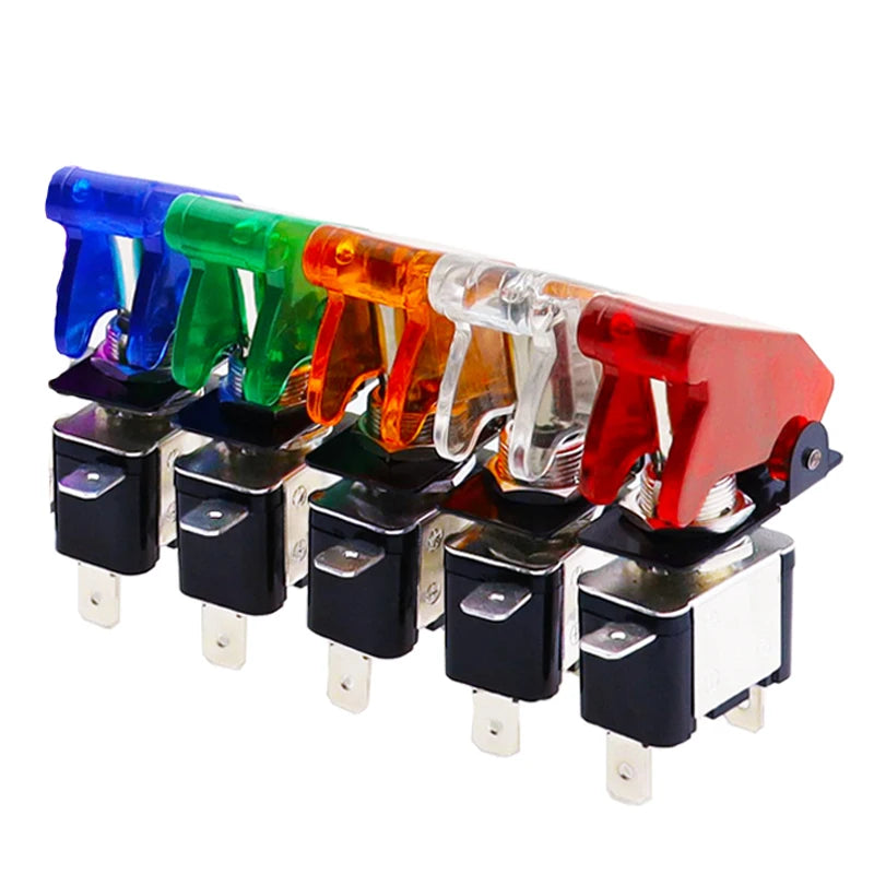 1set Auto Car Boat Truck ASW-07D Led Toggle Switch With Safety Aircraft Flip Up Cover Red Blue Green Yellow White 12V20A