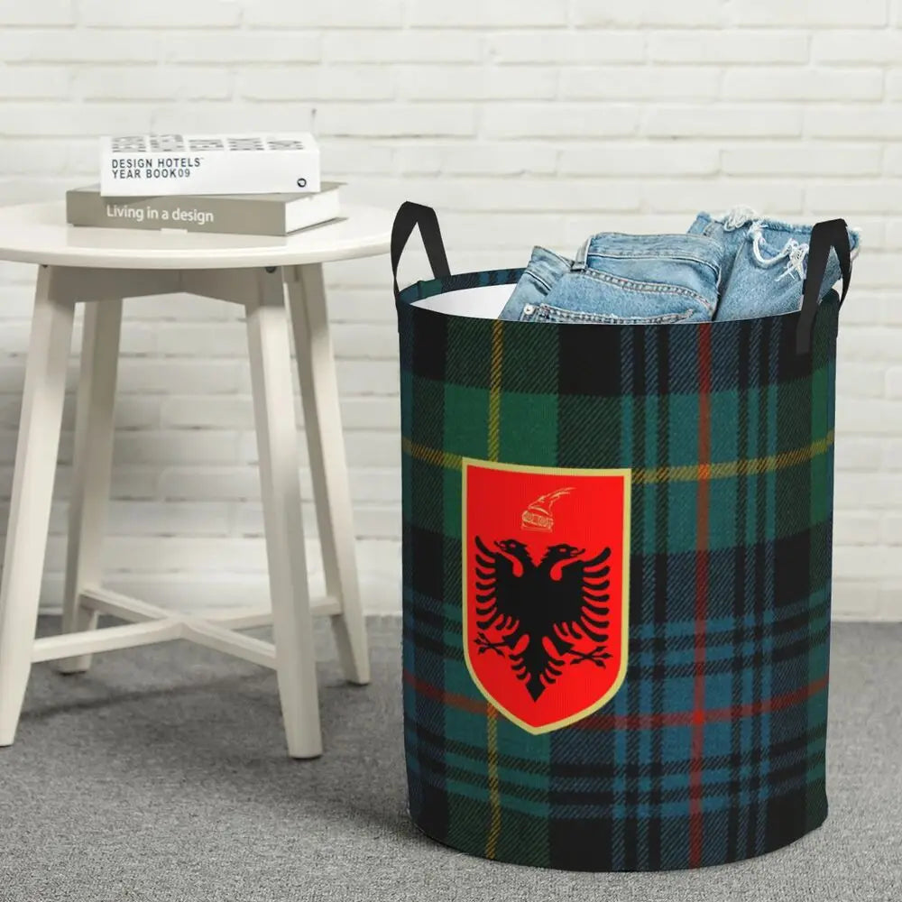 Albania Laundry Basket Foldable Albanian Pride Clothes Hamper for Baby Kids Toys Storage Bin